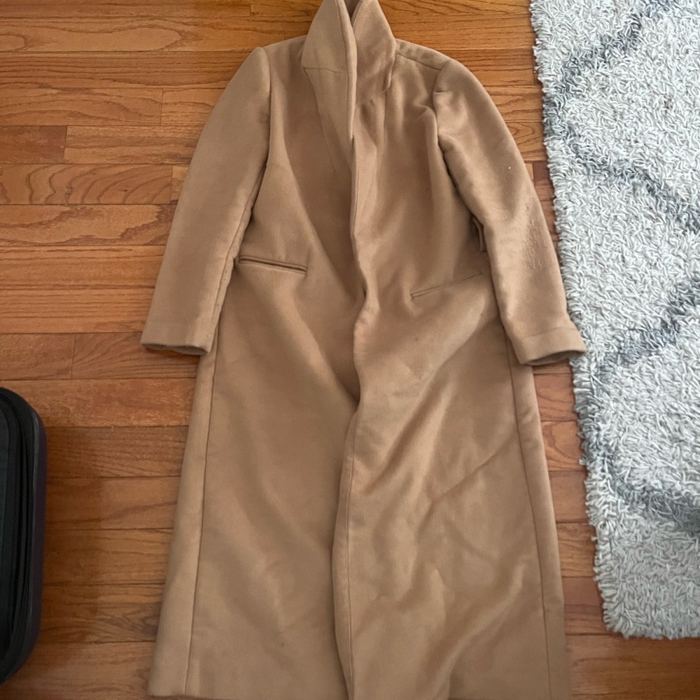 Reformation tan camel midi length long pea coat women’s small